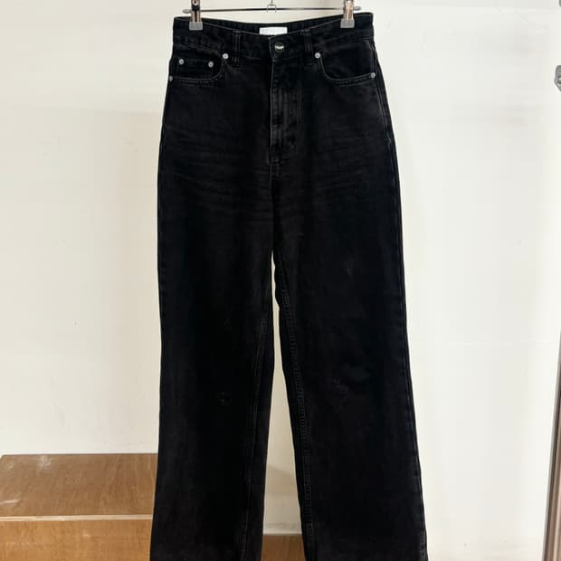 가니 블랙 와이드 레그 청 팬츠