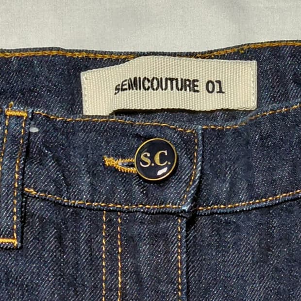 (무료배송) 세미쿠튀르(SEMICOUTURE) 와이드 턴업 생지 데님