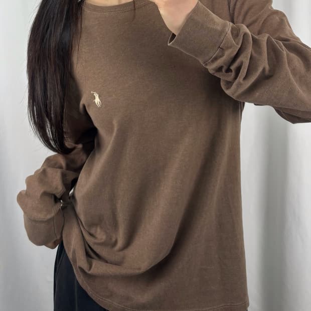 폴로 브라운 코튼 롱슬리브