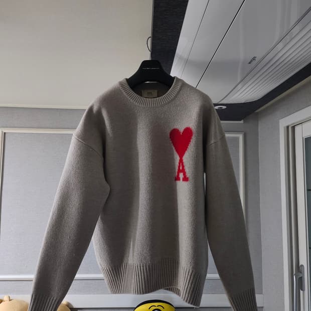 [중고] 아미 인타르시아 빅 하트 로고 스웨터 니트 티셔츠 L