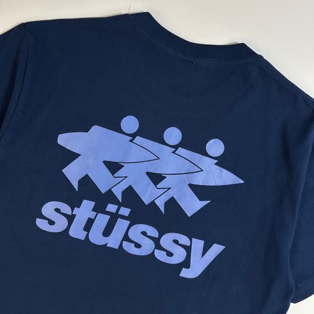 스투시 stussy 서프 워크 반팔 티셔츠 네이비 s (실측90-95)