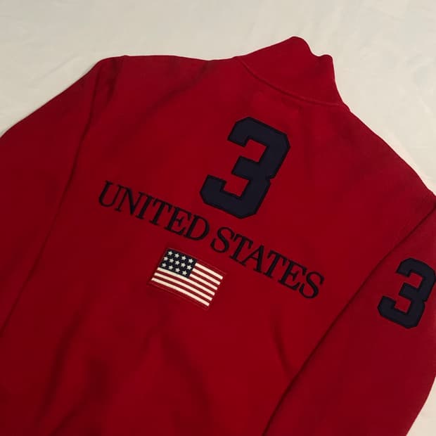 폴로 랄프로렌 USA 성조기 레드 집업