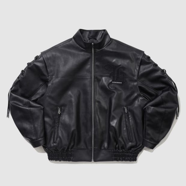 [엄브로 X LEEY]비건레더 패딩 자켓 블랙M