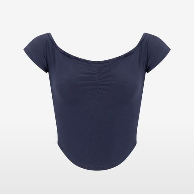 플노팔 Abel Shirring Off-shoulder Top Navy