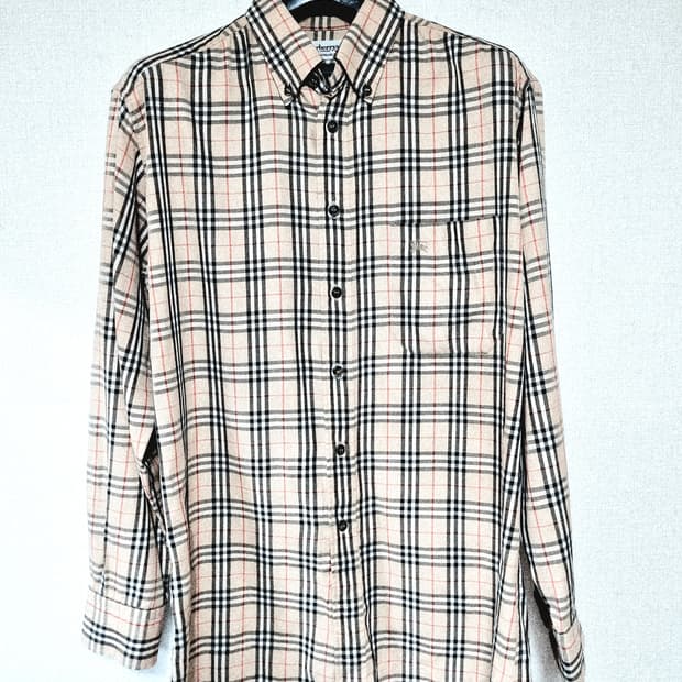 버버리정품 체크 남방 100-105 사이즈