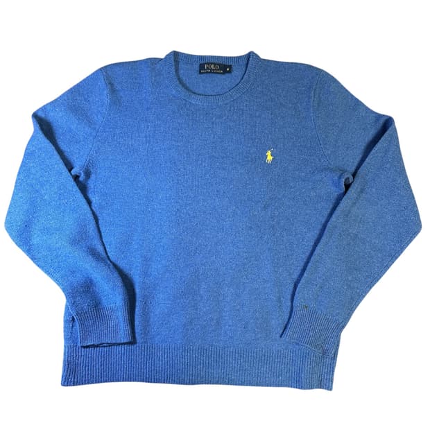 폴로 랄프로렌 코발트 블루 램스울 라운드 니트 (M)