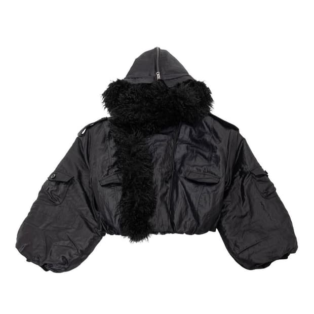 웻태그 HOODED SHEARLING BOMBER JACKET