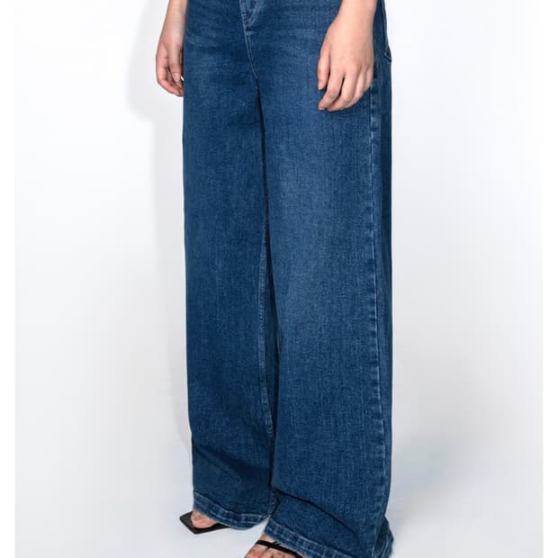 Yeel leey straight wide denim pants blue