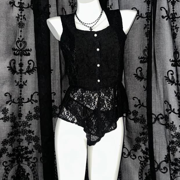 gothic lace peplum top