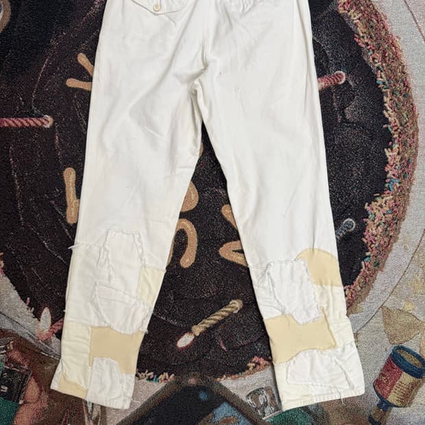 꼼데 가르송 옴므 플러스 패치워크 화이트데님