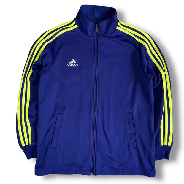 아디다스 네이비 형광삼선 기모 져지 트랙탑 95