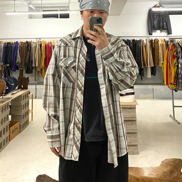 WRANGLER madras check western shirts 랭글러