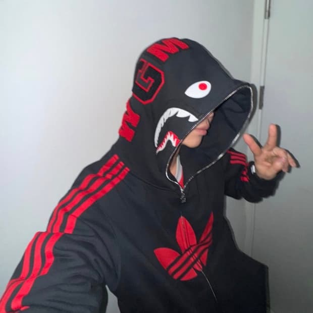 아디다스 X 베이프 얼티밋 샤크 후드집업 블랙 XL