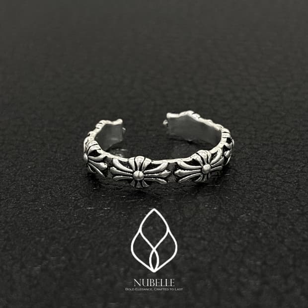 🌗 Chrome cross ring / 크롬 크로스 실버 오픈링 반지