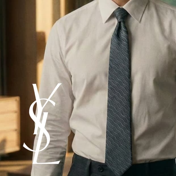 입생로랑 실크 네이비 웨이브 패턴 넥타이 9.3cm A등급 K2586