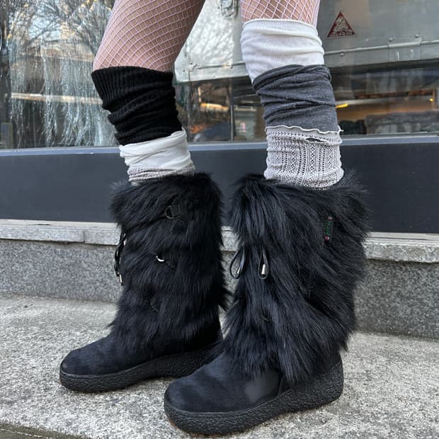 00s 파잘 불랙 퍼 털부츠