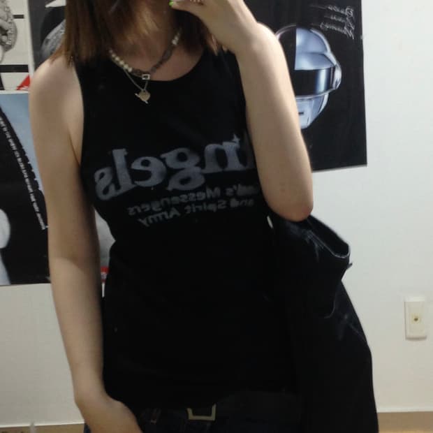 Japanese Vintage 와투케 펑크 빈티지 블랙 슬리브리스
