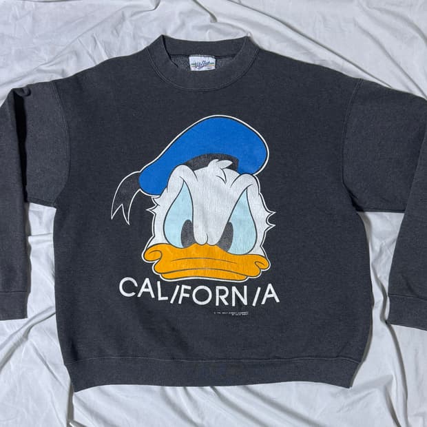 80s usa velva sheen 디즈니 도날드덕 캐릭터 맨투맨