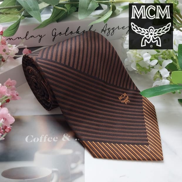 MCM 실크 브라운 스트라이프 넥타이 9.5cm A+등급 K1583
