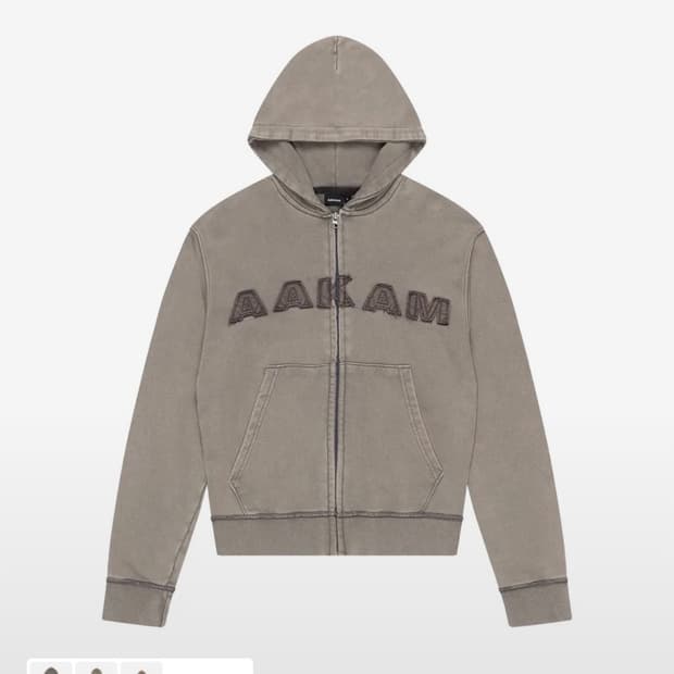 아캄 워시드 로고 집업 후디