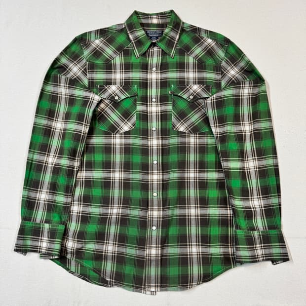 S) 폴로 랄프로렌 진스 그린 체크 웨스턴 셔츠