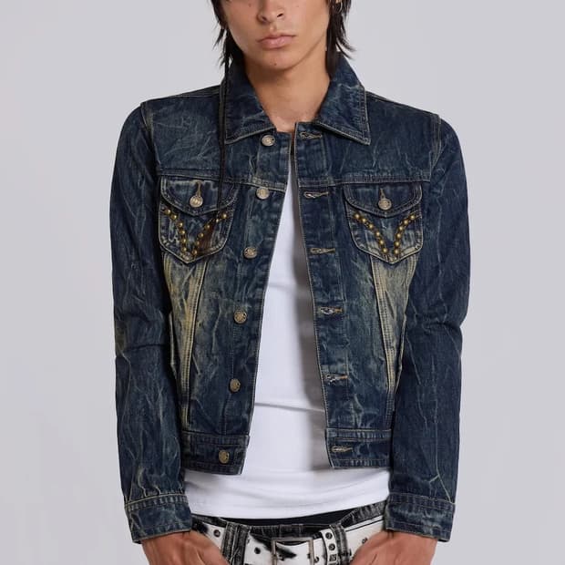 제이디드런던 크리스드 워시 스터드 데님 자켓 Jaded london