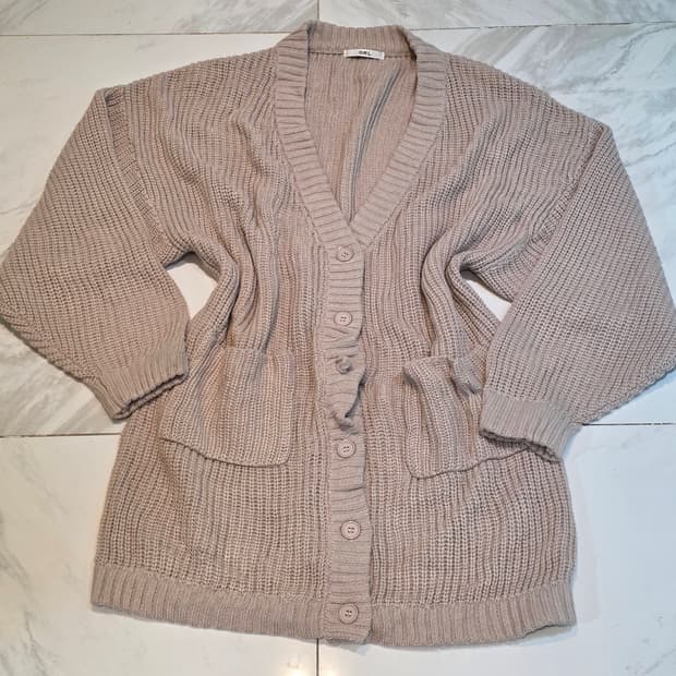 GRL 일본빈티지) 히메라떼갸루st 아크릴 니트 브이넥 로맨틱 가디건