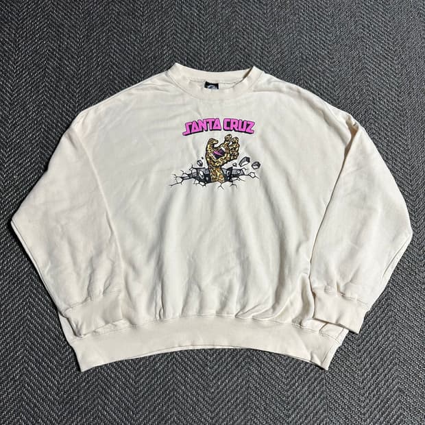 Santa Cruz 레오파드 로고 크롭 맨투맨