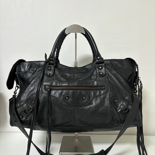 발렌시아가 파트타임 모터백 블랙