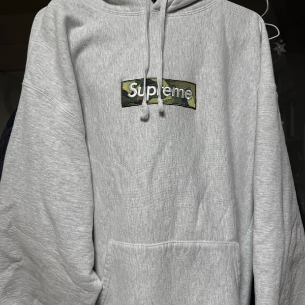 [XL] 슈프림 박스로고 카모 그레이 후드