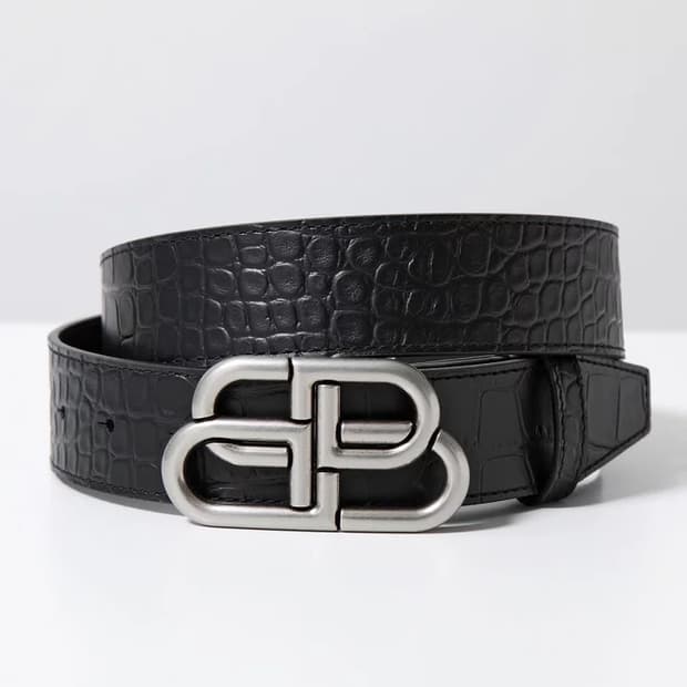 발렌시아가 BB 버클 레더 벨트
