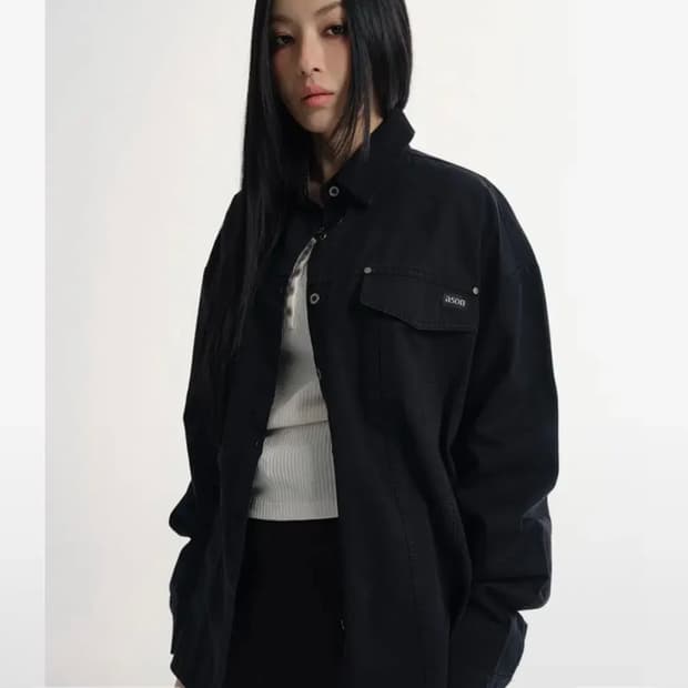애즈온 어반 코튼 셔츠 블랙