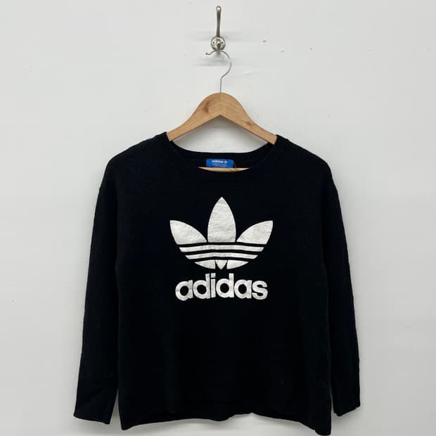 아디다스 블랙 트레포일 니트 여L