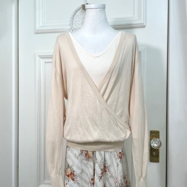 sheer coral wrap knit top&basic inner sl
