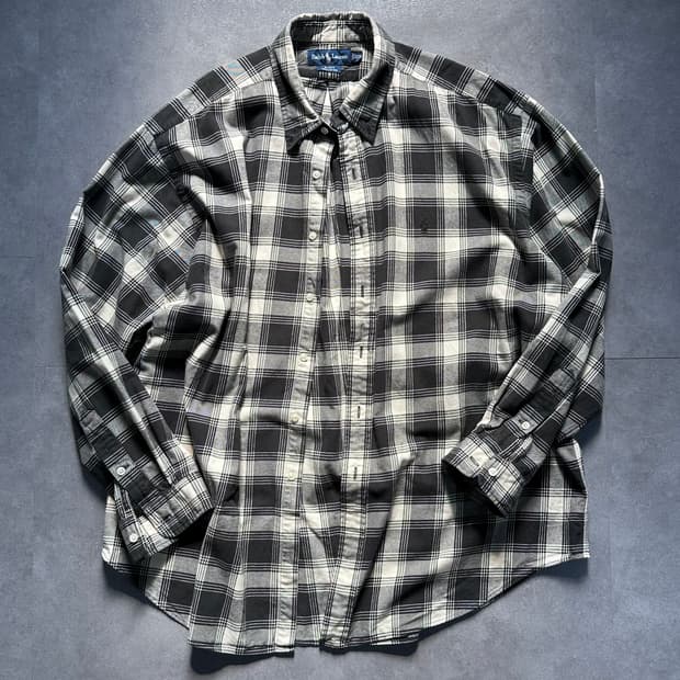 폴로 블랙 체크 블레이크 핏 셔츠 (va.64)