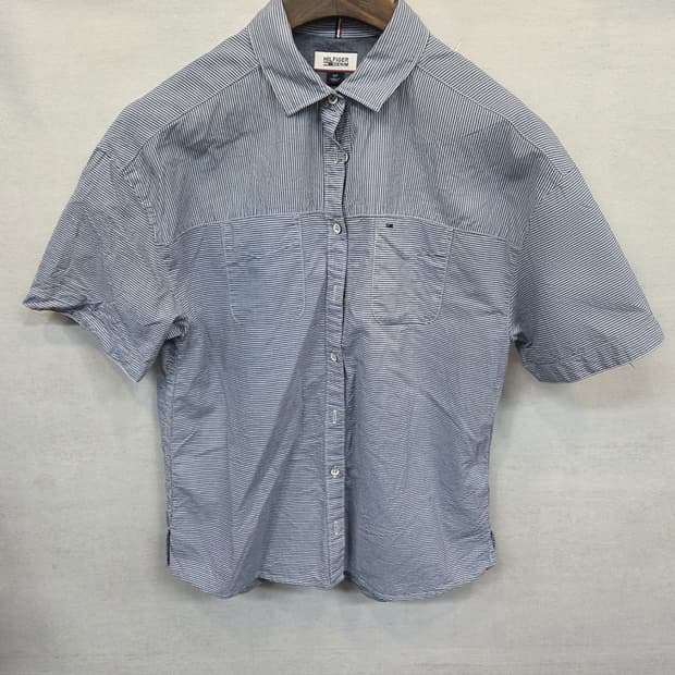 타미힐피거 린넨 스트라이프 옆트임 셔츠반팔 sp