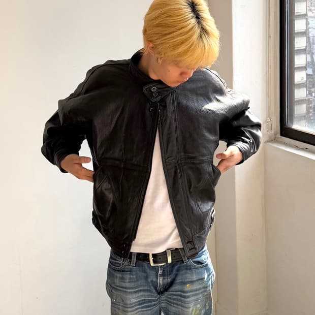 리얼레더 양가죽 하이넥 자켓