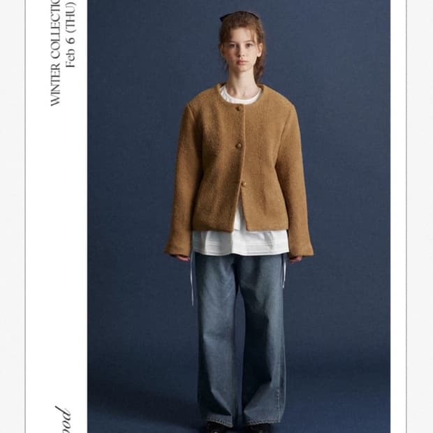 바이무드 빈티지 트위드 패딩 