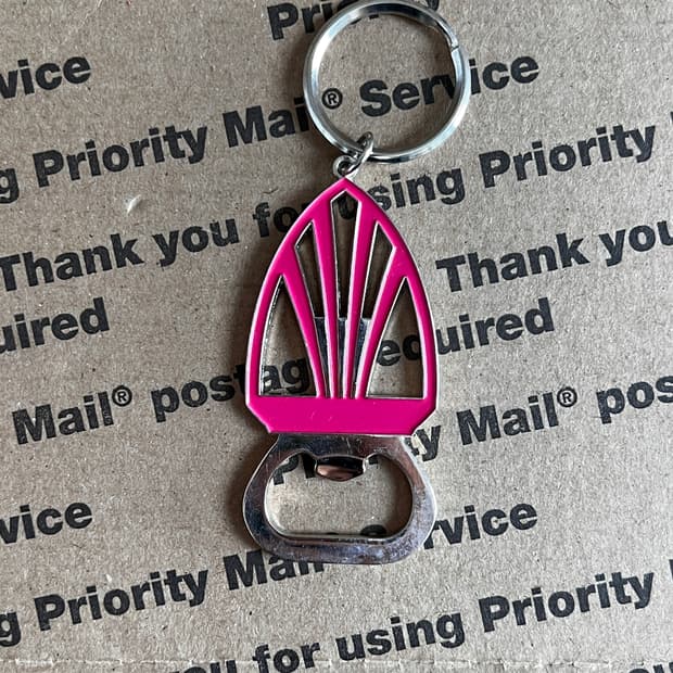 90s vtg Pink Bottle Opener Keyring
