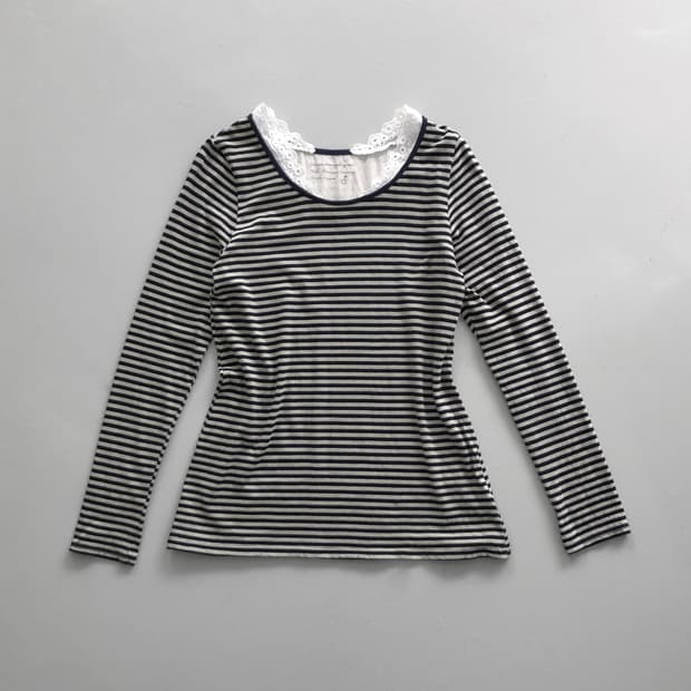 stripe lace sleeve
