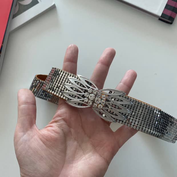 Y2k 빈티지 실버 메탈 벨트