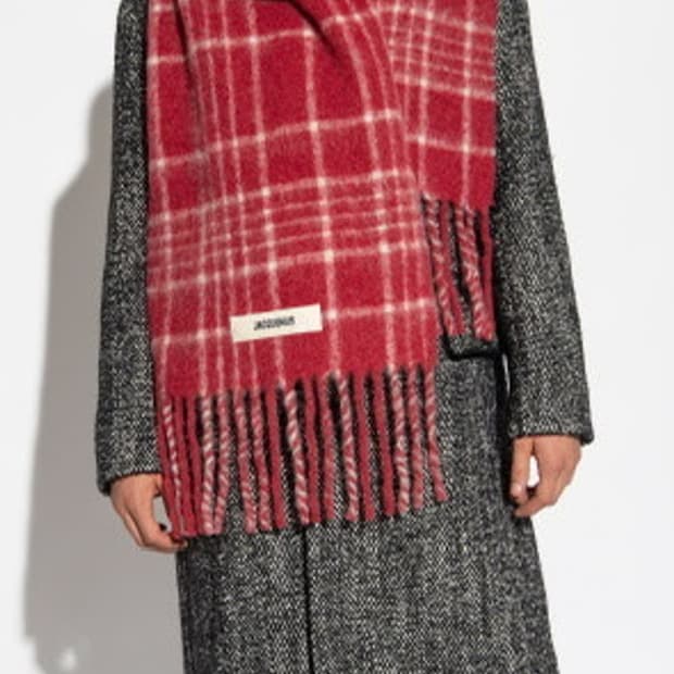 자크뮈스 레샤페까로 르 슈슈 자카드 체크 스카프 다 크 레드 머플러