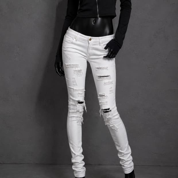 Guess white destroyed skinny jeans 