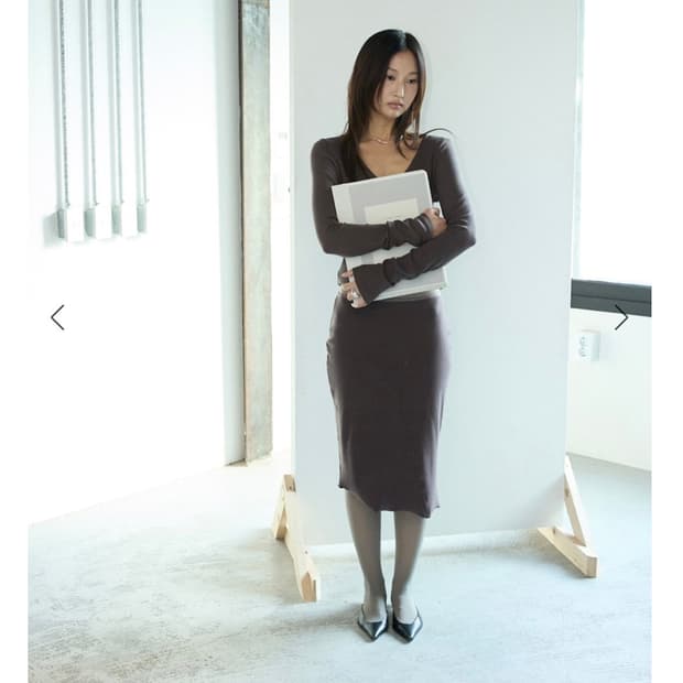 퍼스널랭귀지 Mid rib skirt - plum brown