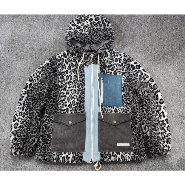콰이어티스트 헤비 플리스 믹스드 파카 집업 호피 플리스 자켓 L 공용