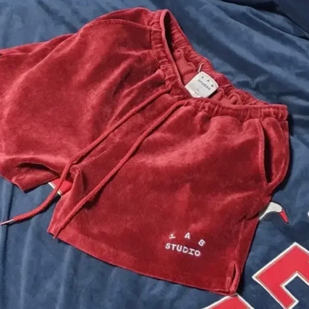 아이앱스튜디오 코듀로이 쇼츠 레드 XL(실측 XXL 반바지)