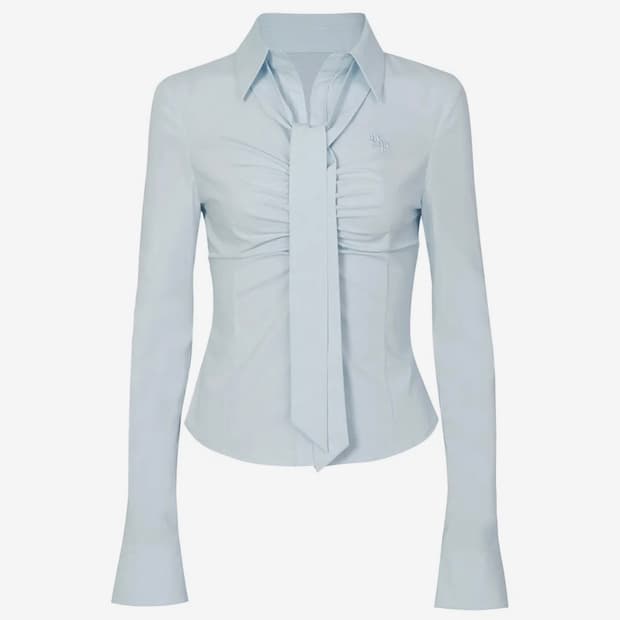 페인오어플레져 비비안 스카프 셔츠 블루s