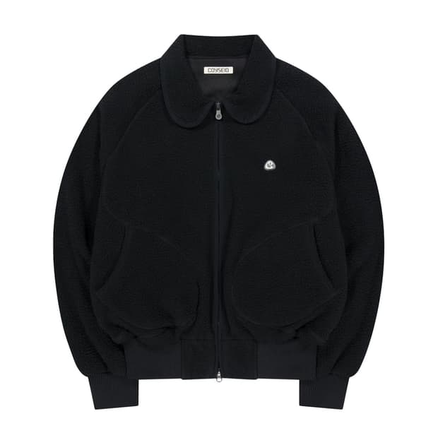 코이세이오 라운드 칼라 플리스 재킷 블랙
