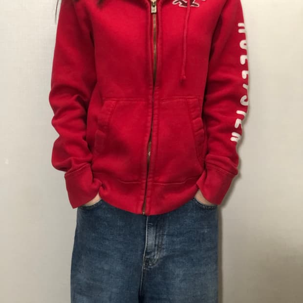 빈티지 홀리스터 레드 후드집업