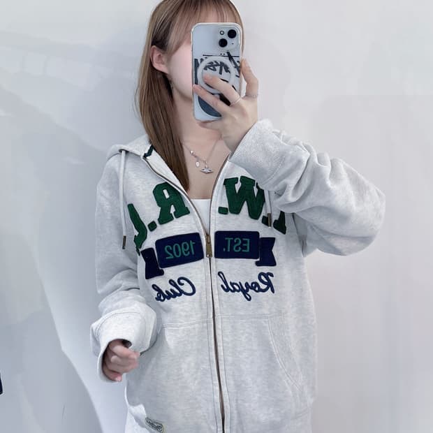 티니위니 빅로고 멜란지그레이 후드집업